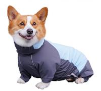 UOSIA Dog Raincoat For Corgi Waterproof Four-Legged Full Coverage Lengthen Collar Rain Jacket Outdoor Reflective Zipper Jacket For Small Medium Dogs