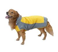 UOSIA Dog Raincoat With Hood For Medium Large Dogs Adjustable Pet Rain Jacket With Leash Hole/Reflective Stripe Casual Lightweight Dog Jacket For Rainy Walks