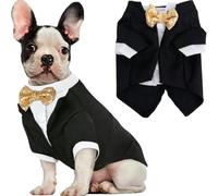UOSIA Dog Tuxedo for Small Dogs Formal Dog Shirt with Bow Tie Pet Wedding Party Costume for Medium Dogs, Puppy Christmas Suit Cosplay Prince Elegant Gentleman Dog Apparel for Birthday Party
