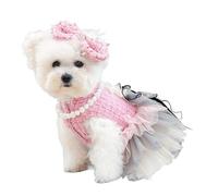UOSIA Fashion Dog Princess Dresses With Bow And Pearl Necklace Autumn Puppy Dress Skirt Tutu Bow Weddding Dress Sweet Pet Formal Apparel