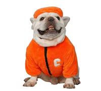 UOSIA French Bulldog Fleece Jacket And Hat Set Winter Thick Solid Color Frenchie Dog Clothes Adjustable Zipper Closure Dog Coat For Small Medium Dogs