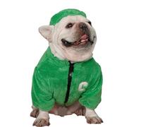 UOSIA French Bulldog Fleece Jacket And Hat Set Winter Thick Solid Color Frenchie Dog Clothes Adjustable Zipper Closure Dog Coat For Small Medium Dogs