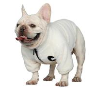 UOSIA French Bulldog Fleece Jacket And Hat Set Winter Thick Solid Color Frenchie Dog Clothes Adjustable Zipper Closure Dog Coat For Small Medium Dogs