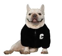 UOSIA French Bulldog Fleece Jacket And Hat Set Winter Thick Solid Color Frenchie Dog Clothes Adjustable Zipper Closure Dog Coat For Small Medium Dogs