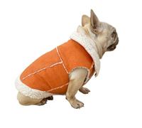 UOSIA French Bulldog Shearling Fleece Warm Coat Fashionable Lapel Plush Dog Winter Jacket Bright Color Snaps Closure Dog Jacket For Small Medium Dogs