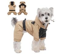 UOSIA FullBody Winter Dog Coats For Small Medium Dogs With 4 Legs Long Sleeves & Adjustable Drawstring Waterproof Fleece Puppy Hoodies Snow Jacket Jumpsuit For Chihuahua Yorkie