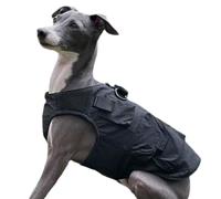 UOSIA Greyhound Clothes for Dogs Spring Thin Puppy Vest Jacket Fashion Whippet Clothing with Zipper & Pocket Lightweight Waterproof Pet Rain Jacket for Small Medium Large Dogs(Black,Size 7)