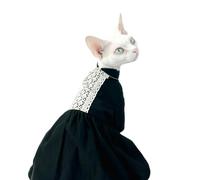 UOSIA Hairless Cat Dress Cute Summer Breathable Sphynx Cat Costume with Lace& Necklace Soft Princess Skirt for Cornish Rex, Devon Rex, Peterbald