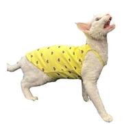 UOSIA Heart Pattern Sphynx Hairless Cats Shirt, Yellow Kitten T-Shirts Sleeveless, Breathable Stretchy Summer Vest For Sphynx, Devon Cat Clothes
