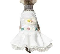 UOSIA Luxury Pearl Dog Bride Wedding Dress,White Formal Puppy Princess Tutu Skirt Costume with Rose Love Heart for Small Dogs XS
