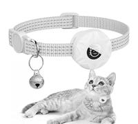 UOSIA Nylon Cat Collar with Silicone Airtag Holder - Adjustable, Lightweight Kitten Collar with Reflective Stripes & Bell for Girl Boy Cats Puppy