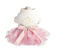UOSIA Pink Tulle Skirt Dog Wedding Dress For Puppy With Bows Sweet Girl Dogs Elegant Formal Party Birthday Crown Princess Dress Summer Small Dog Apparel