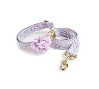 UOSIA Purple Dog Collar and Leash Set Stylish Metal Buckle Girl Dog Collar with Flower Personalized Dog Collar for Large Extra-Large Dogs Wedding Birthday L