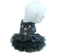 UOSIA Small Dog Dresses Female Puppy Tutu Skirt Fashion Dog Leather Jacket with Buttons Girl Dog Leather Dress Cute Pet Clothes for Chihuahua Yorkie Clothes Cat Outfit