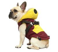 UOSIA Small Dog Winter Hoodie Coat With Harness Built In Fleece Thicken Windproof Hooded Zippe Pocket Pet Vest Snow Jacket Adjustable Reflective Puppy Clothes For French Bulldog