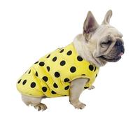 UOSIA Soft Fleece Bulldog Vest Yellow Polka Dot Dog Jacket With With Leash Ring Warm Press Stud Vest Fleece Jacket For Small Dogs Boys Girls