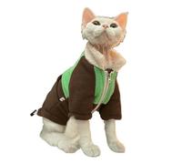 UOSIA Sphynx Cat Clothes Fashion Coffee Double-Sided Fleece Hairless Cats Jacket With Zipper Soft Turtleneck Winter Warm Coat For Cornish Rex And Devon Rex
