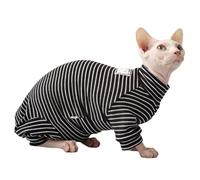 UOSIA Sphynx Cat Clothes Pajamas with Hat and Tail Cover Hairless Cat 4-Legged Warm Bodysuit Cat Coats Soft Cotton Cat Onesies Kitten Outfits Jumpsuits for Devon Rex,Puppy