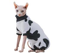UOSIA Sphynx Cat Clothes Winter Warm Coral Fleece Cat Pajamas Cute Milk Four-Leg Jumpsuit Turtleneck Cat Sweater Soft Thick Kitten Pullover For Sphynx, Cornish Rex Devon Rex