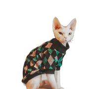 UOSIA Sphynx Cat Cotton Sweatshirt Soft Warm Coat For Kittens Pullover Check Long Sleeves Shirt For Hairless Cats Stretchy Shirts For Devon Rex In Spring