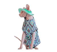 UOSIA Sphynx Cat Shirt Sun Hat Set Cute Soft Stretchy Summer Hairless Cat Vest Clothes Breathable UPF Sun Protection Onesie For Kitten Devon Rex XS