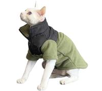 UOSIA Sphynx Cat Winter Coat Hairless Cat Jacket with Zipper Thicken Warm Sphynx Cat Clothes Puppy Cold Weather Coat Pet Cat Apparel for Cornish Rex, Devon Rex, Peterbald,Small Dogs