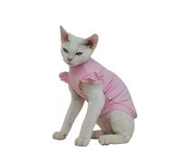 UOSIA Sphynx Hairless Cat Summer T-Shirts Pullover Kitten Clothes With Flounced Sleeves Breathable Cat Wear Sweater