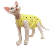 UOSIA Sphynx Kitten Clothes Cute Heart Pattern Cat Apparel Breathable Cat T-Shirts Sleeveless Lightweight Soft Cat Pullover Shirts Hairless Cat Pajamas Jumpsuit Vest for Cornish Rex Devon Rex
