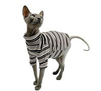 UOSIA Summer Sphynx Cat T-Shirt Cute Striped Hairless Cat Clothes Stretchy Kitten Sweatshirt Pajamas for Cornish Rex Devon Rex