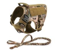 UOSIA Tactical Dog Harness with Leash Metal Buckles & Rubber Handle Heavy Duty Military Molle Vest for Outdoor Working Training Hiking