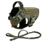 UOSIA Tactical Dog Harness with Leash Metal Buckles & Rubber Handle Heavy Duty Military Molle Vest for Outdoor Working Training Hiking
