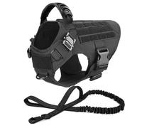 UOSIA Tactical Dog Harness with Leash Metal Buckles & Rubber Handle Heavy Duty Military Molle Vest for Outdoor Working Training Hiking