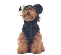 UOSIA Teddy Plush Warm Jacket Hat Suit Cute Bow Dogs Winter Vest Hat Soft Adjustable Sleeveless Puppy Coat Outfit For Chihuahua Poodle Teddy