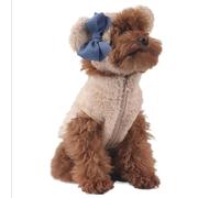 UOSIA Teddy Plush Warm Jacket Hat Suit Cute Bow Dogs Winter Vest Hat Soft Adjustable Sleeveless Puppy Coat Outfit For Chihuahua Poodle Teddy