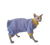 UOSIA Turtleneck Sphynx Cat Winter Clothes Purple Soft Turtleneck Pullover With Belly-Wrap Protection Warm Fleece Jumpsuit For Kittens And Puppies