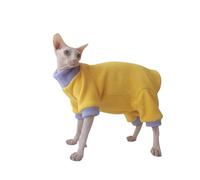 UOSIA Turtleneck Sphynx Cat Winter Clothes Purple Soft Turtleneck Pullover With Belly-Wrap Protection Warm Fleece Jumpsuit For Kittens And Puppies