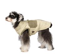 UOSIA Warm Dog Coat Fashion Diamond Pattern Winter Plush Pet Jacket Vest With Harness Built In Color Patchwork Zipper Up Pet Vest For Small Pets Dogs