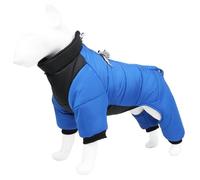 UOSIA Warm Dog Coat Waterproof 4 Legs Turtleneck Puppy Coat With Leash Hole Thick Hook & Loop Wind Breaker Reflective Dog Clothes For Small Dogs