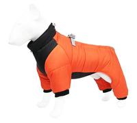 UOSIA Warm Dog Coat Waterproof 4 Legs Turtleneck Puppy Coat With Leash Hole Thick Hook & Loop Wind Breaker Reflective Dog Clothes For Small Dogs