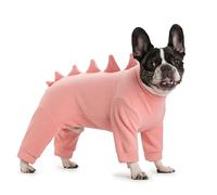 UOSIA Warm Fleece Dog Coat Cute Dinosaur Turtleneck 4-Legged French Bulldog Pajamas Soft Pullover Bodysuit Puppy Coats For Small Medium Dogs