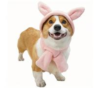 UOSIA Warm Fleece Dog Hat Adjustable Funny Ear Pet Hat Cute Neck Ear Warmer Hood Warm Scarf Party Headwear Accessories For Small Medium Dogs