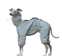 UOSIA Waterproof Spring Autumn Adjustable High Neck Jacket For Italian Greyhound 4 Legs Covered Reflective Strip Dog Coat With Zipper On Back For Whippet Dogs