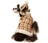 UOSIA Winter Dog Coat Puppy Jacket and Hat Set Fashion Classic Plaid Dog Coats with Leash Ring Thick Dog Fleece Vest for Small Medium Dogs