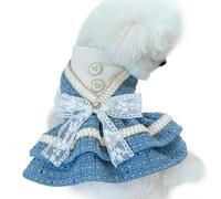 UOSIA Winter Dog Dress Dog Dresses for Small Dogs Girl Warm Pet Sweater Dress Cold Weather Dog Coat Fashion Luxury Puppy Princess Dresses Cute Bowknot Doggy Skirt Tutu for Yorkie Clothing