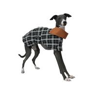 UOSIA Winter Dog Jacket Fashion Black Plaid Cotton Greyhound Dog Coat Whippet Girdle Cape Jacket Windproof Coat For Small Medium Large Dogs