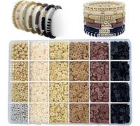 UOSIWYA 2780pcs Clay Beads Kit, Polymer Bracelet Making Refill Set Charms 7 Colors with Gold Spacer Beads for DIY Birthday Gift Arts Crafts