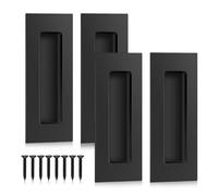 UOSIWYA 4 Pack Sliding Door Handles, 150mm Black Pocket Flush Door Pull Handles Stainless Steel Recessed Finger Pull for Closet Cabinet Wardrobe Internal Sliding