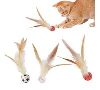UOTO 3 Pack Interactive Cat Bouncy Ball with Feathers for Indoor Cats and Kittens, Cat Feather Ball Toy, Bouncy Ball Tails Cat Toys,3 Different Feather Balls for Cat Dog Pet Toys Gift