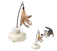 UOTO Cat Toys, Automatic Cat Toys for Indoor Cats Adult, Interactive Cats Toys, Electric Pet Toy with Laser Pointer, USB Rechargeable Interactive Feather Kitten Toys (Beige)