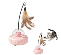 UOTO Cat Toys, Automatic Cat Toys for Indoor Cats Adult, Interactive Cats Toys, Electric Pet Toy with Laser Pointer, USB Rechargeable Interactive Feather Kitten Toys (Pink)